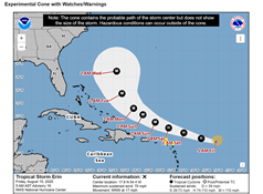 Hurricane Erin is on course to become this season's first major storm
