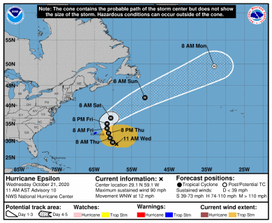 Epsilon could bring big waves for the weekend.