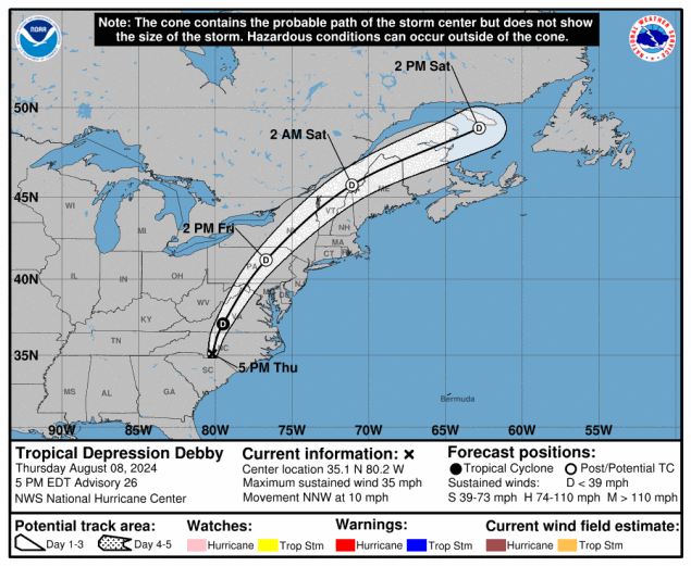 TROPICAL DEPRESSION Debby Track