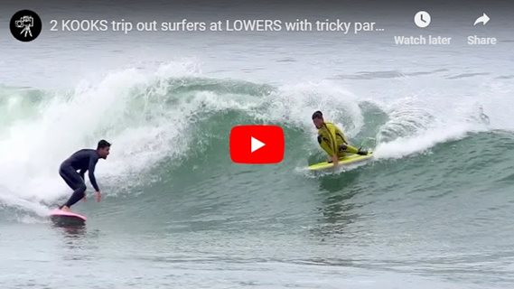2 KOOKS trip out surfers at LOWERS with tricky party waves!