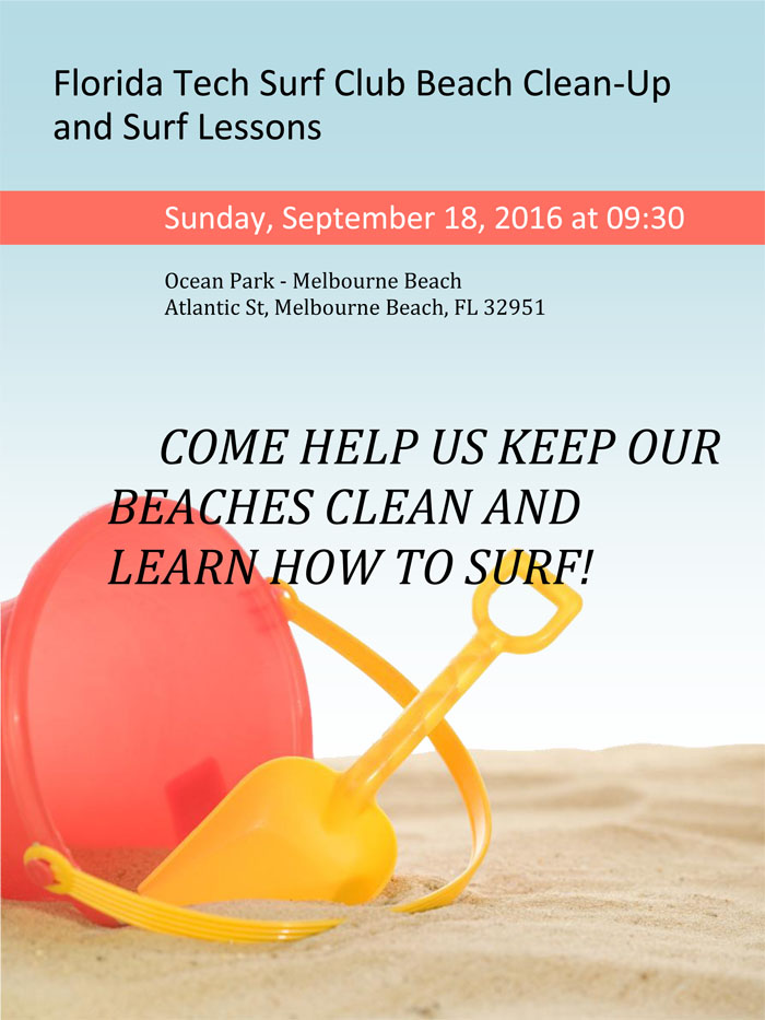 Florida Tech Surf Club Beach Clean-Up and Surf Lessons