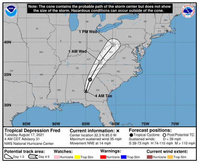 Tropical Depression Fred Florida Tropical Weather Forecast And Hurricane Outlook